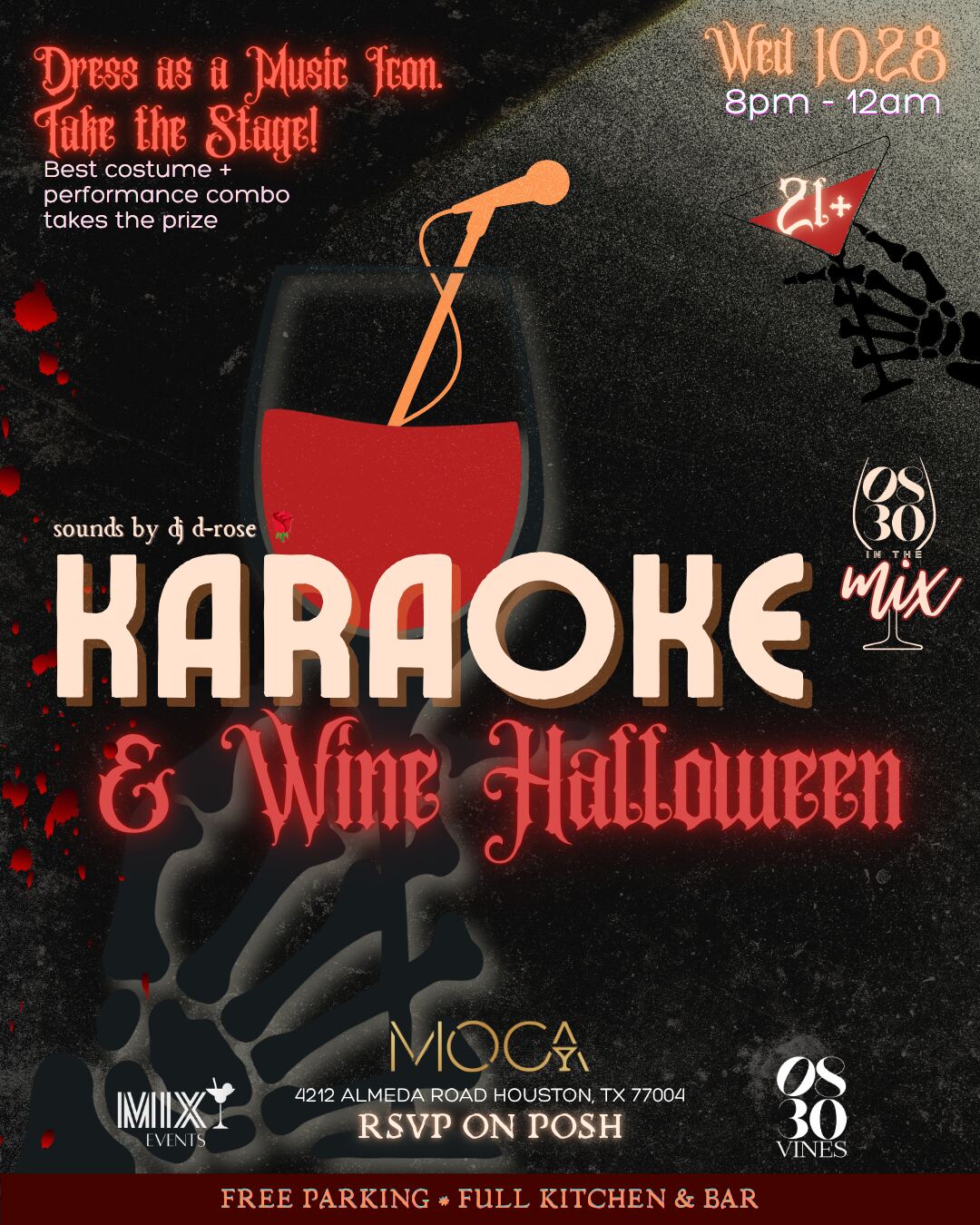 0830 in the Mix: Karaoke + Wine Halloween flyer