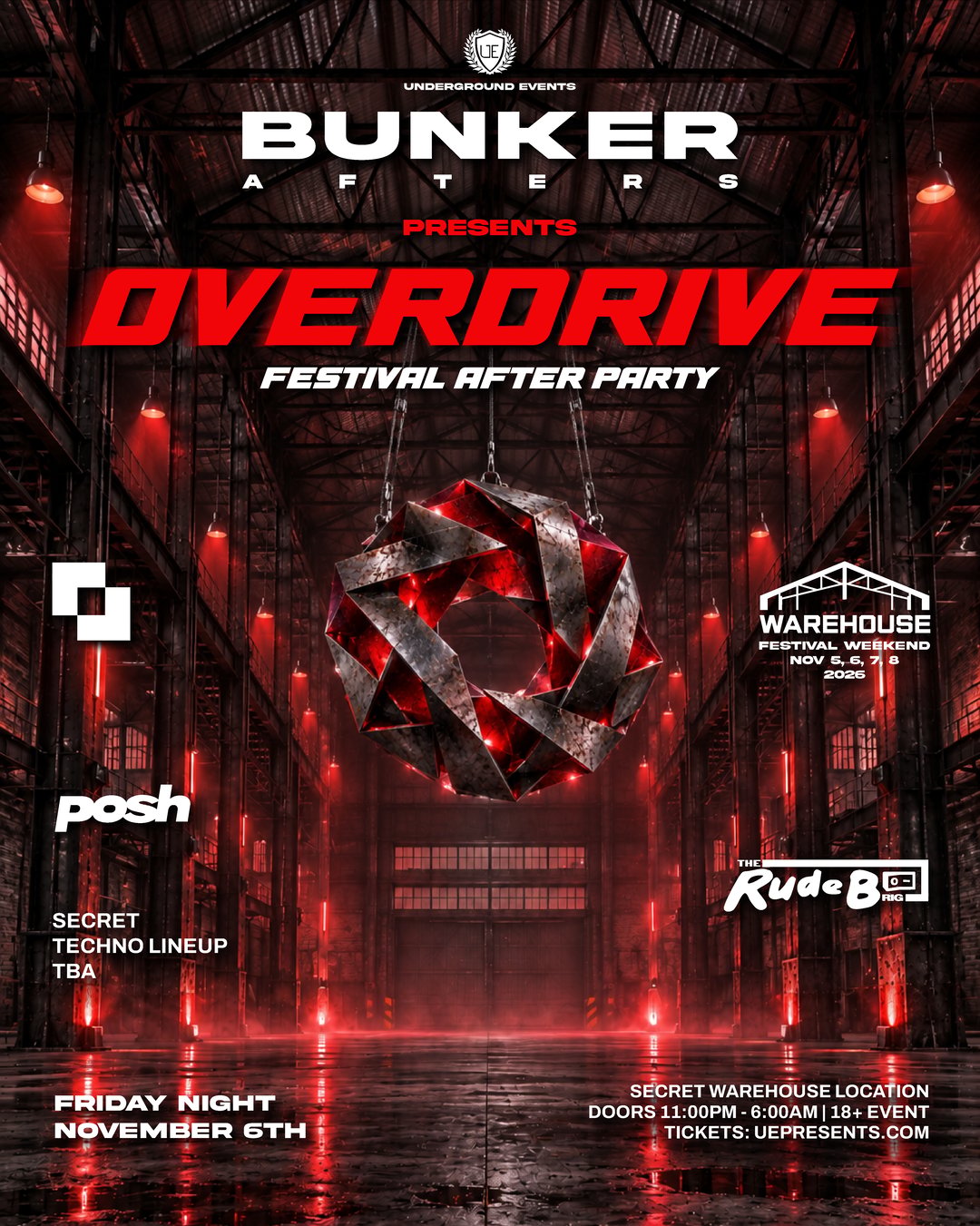 Bunker Afters Presents: OVERDRIVE - Festival After Party | Friday, Nov 6th flyer