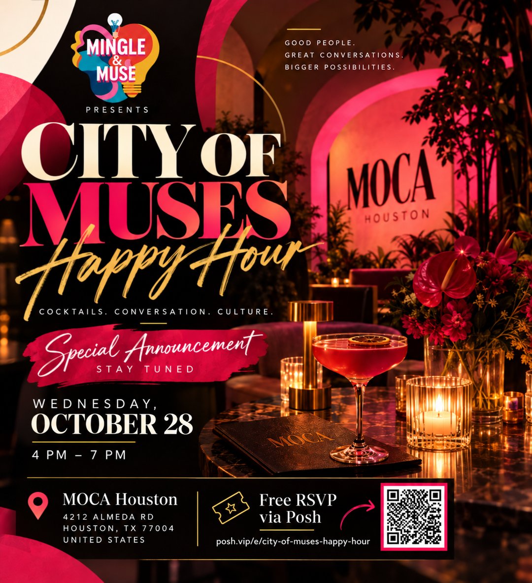 City Of Muses Happy Hour flyer