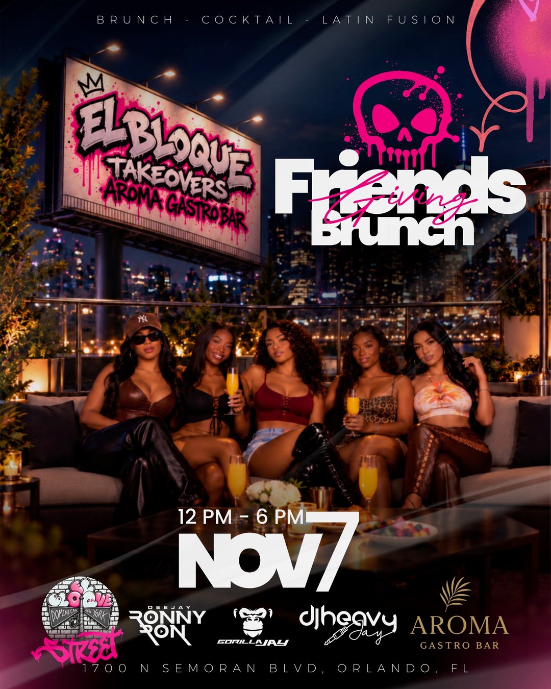 El Bloque Friends Giving Brunch flyer