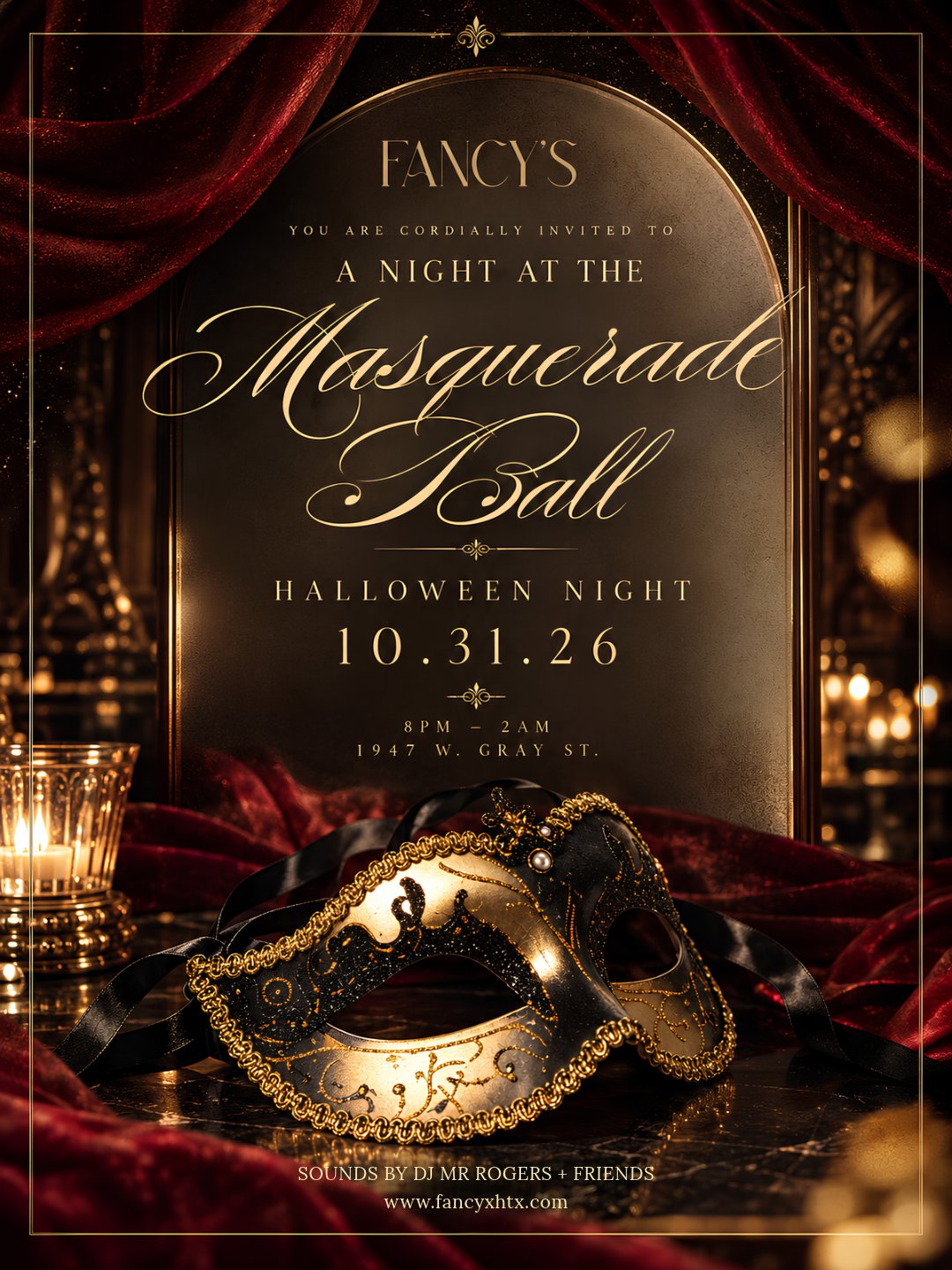 Halloween Masquerade Ball at Fancy's flyer