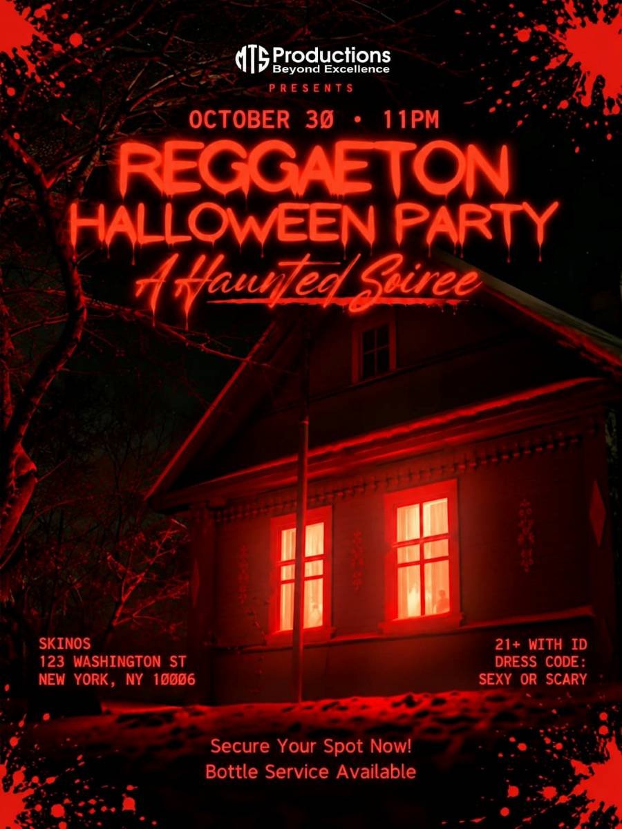 Halloween Reggaeton Party at Skinos NYC 2026 flyer