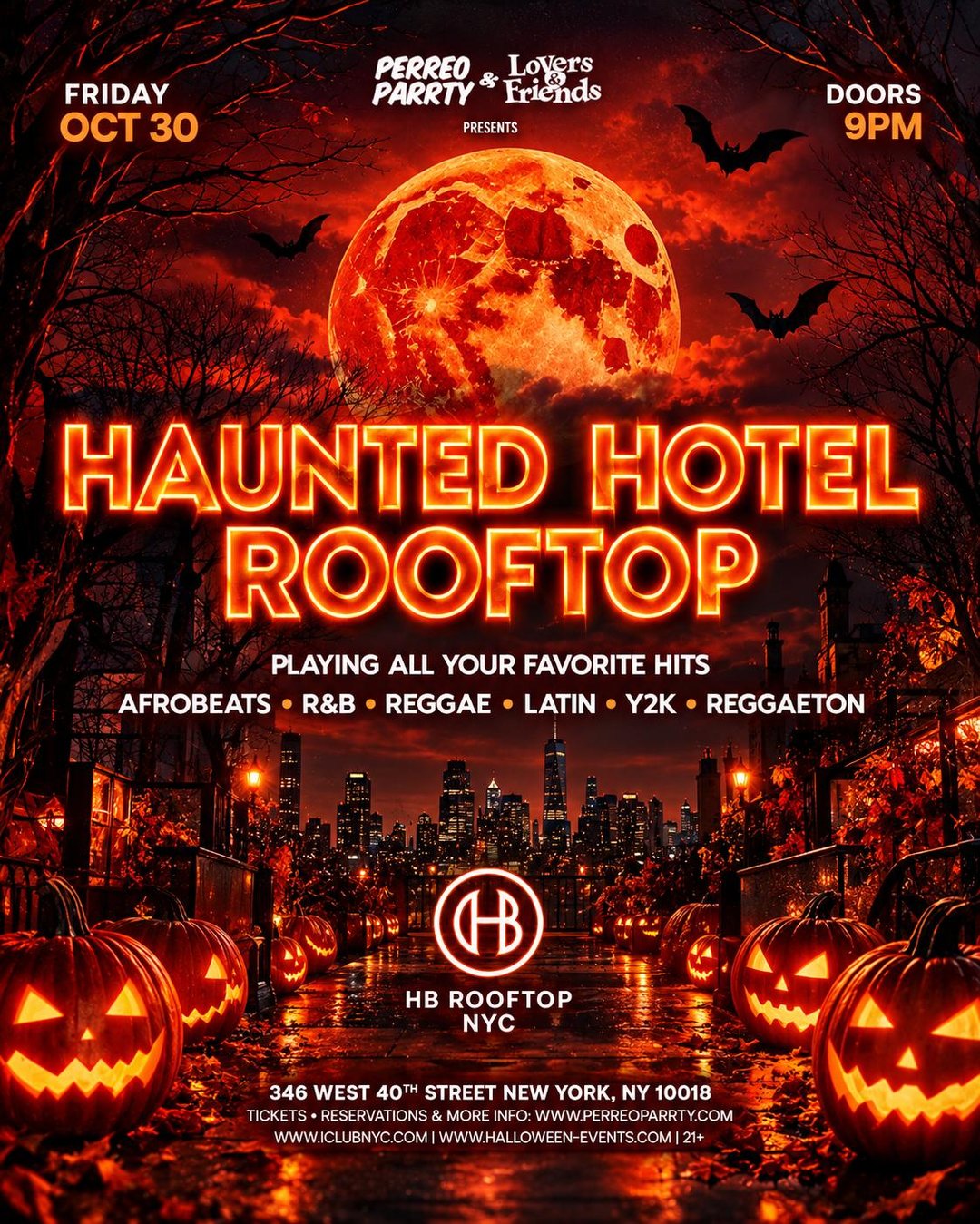 Haunting on the Roof - Friday Halloween Rooftop #1 Skyline Views NYC flyer