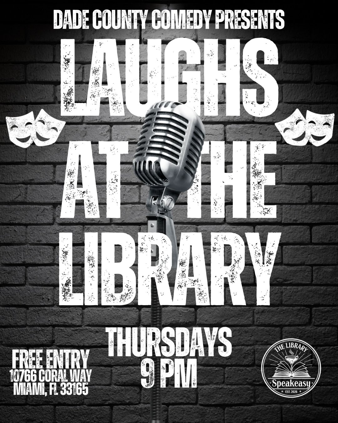 Laughs at the Library Comedy Show flyer