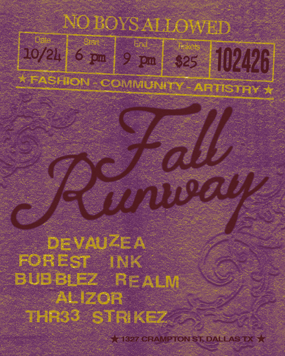No Boys Allowed: Fall 2026 Runway Show flyer