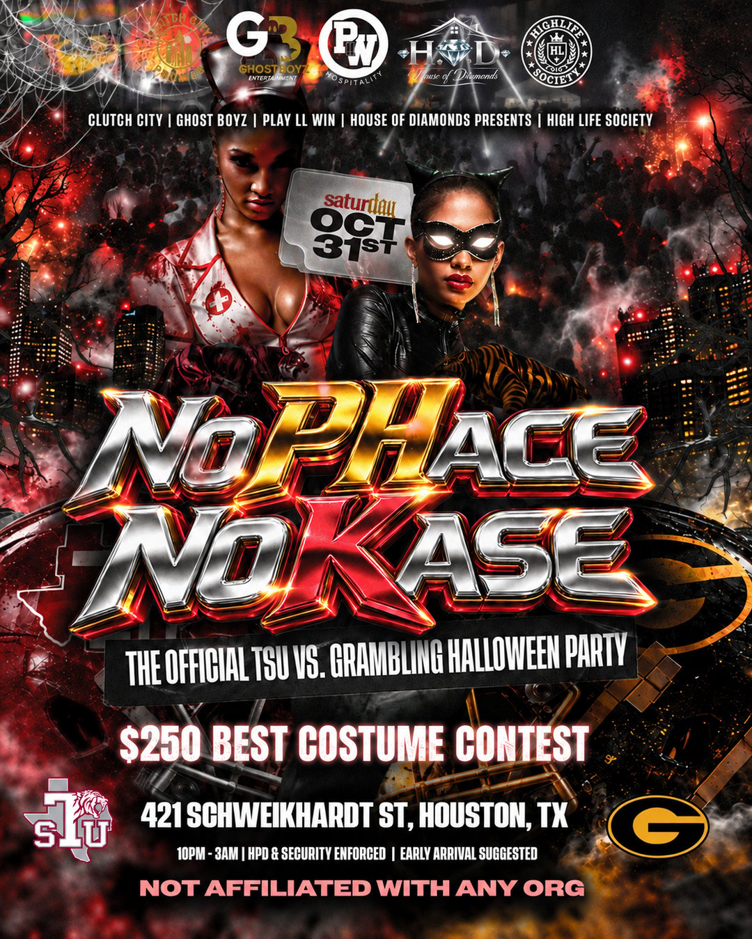 NO PHACE NO KASE: THE BIGGEST COSTUME PARTY IN TEXAS 👻🎃 flyer