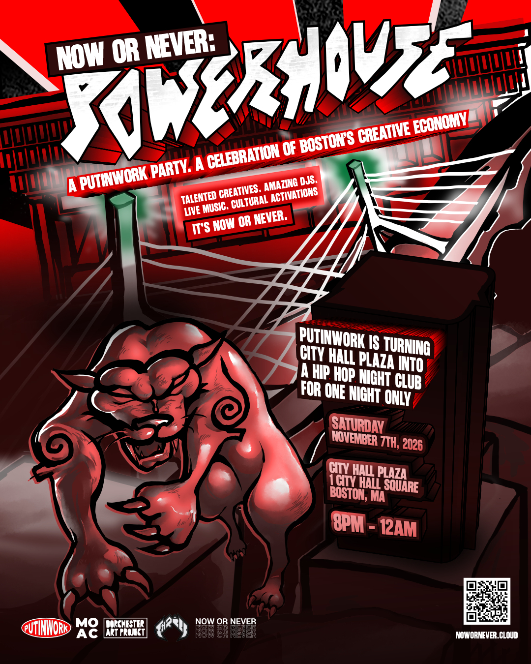 NOW OR NEVER: POWERHOUSE. flyer