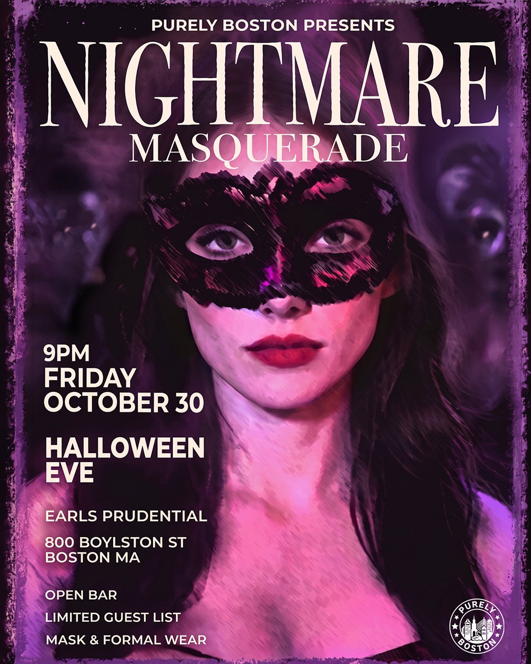 PURELY BOSTON'S ☾ NIGHTMARE MASQUERADE ☾ OPEN BAR flyer