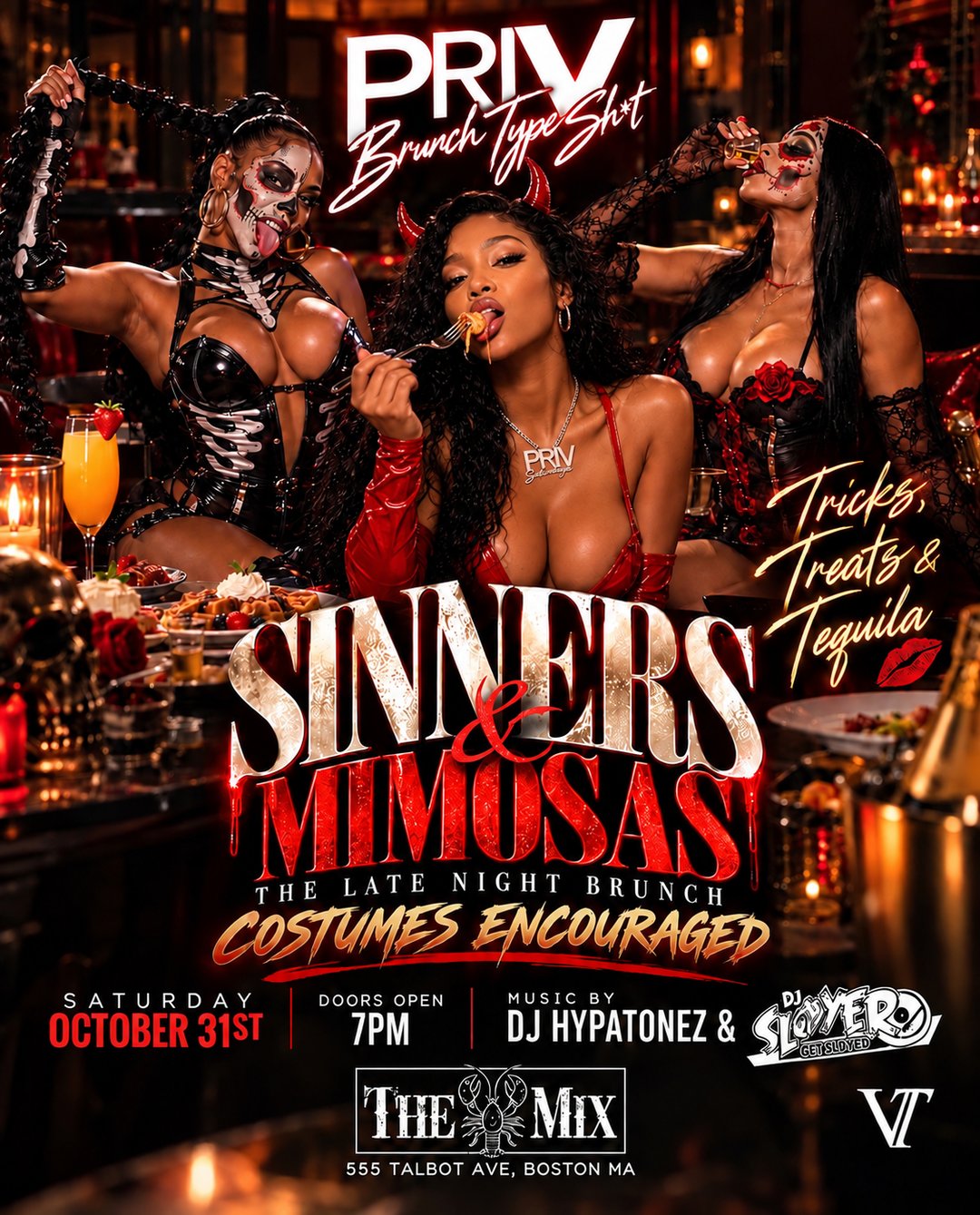 SINNERS & MIMOSAS - Priv Brunch Type Sh*t flyer