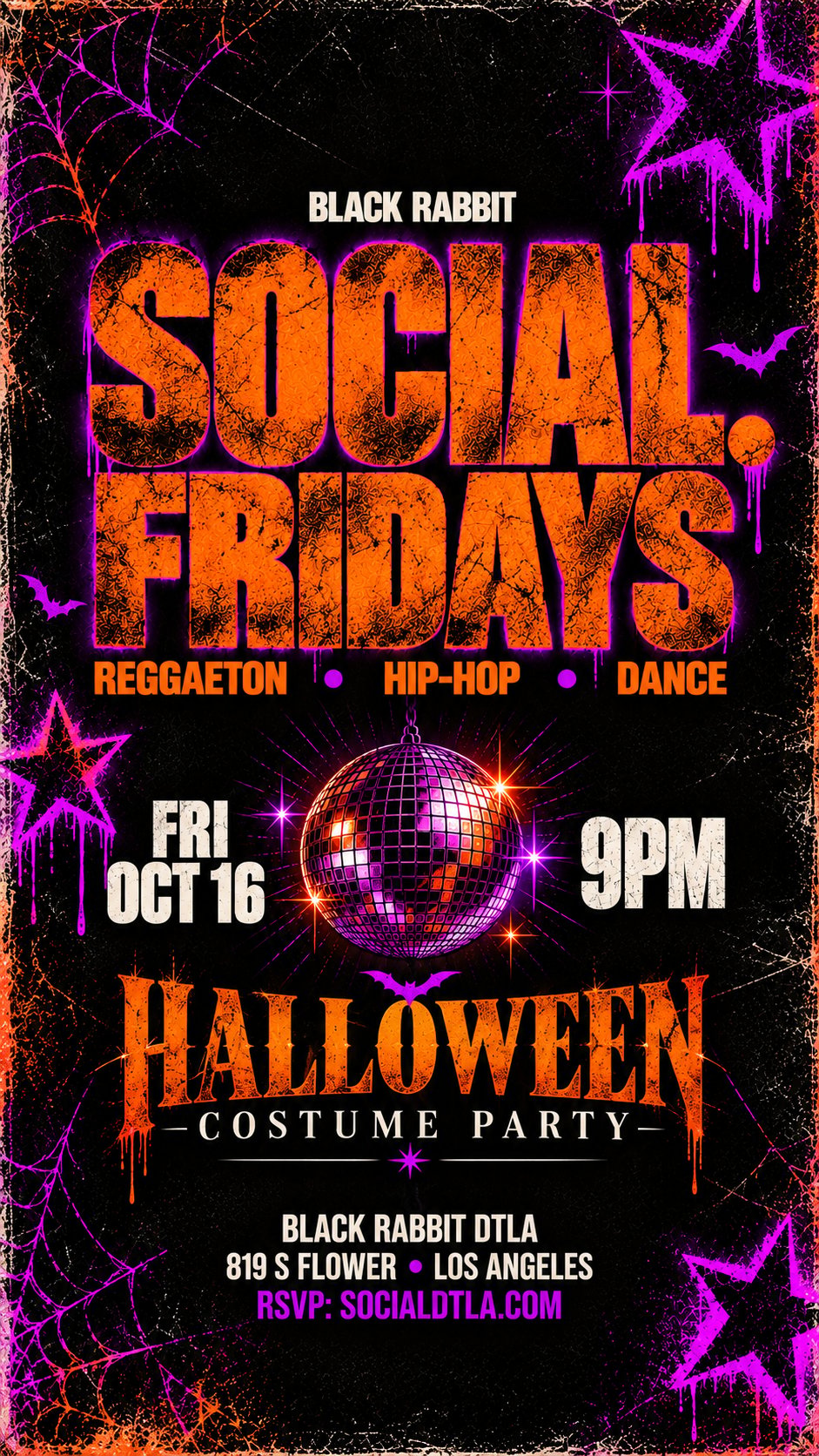 SOCIAL FRIDAYS HALLOWEEN PARTY@ BLACK RABBIT 👻🐰🍸 flyer