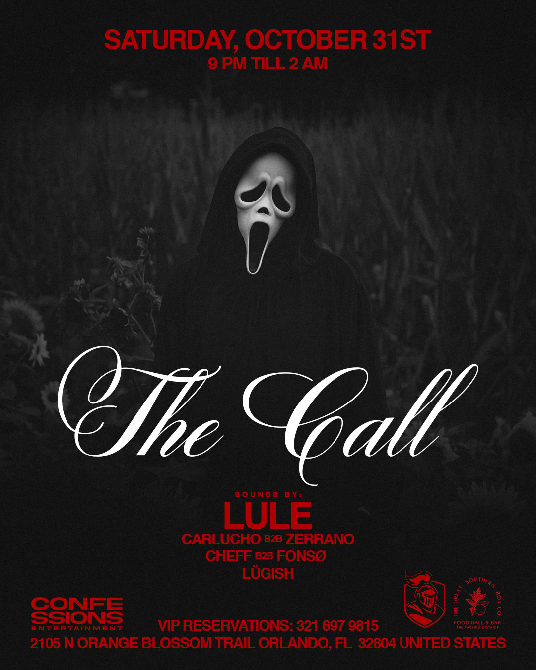 “THE CALL” CONFESSIONS HALLOWEEN 2026 flyer