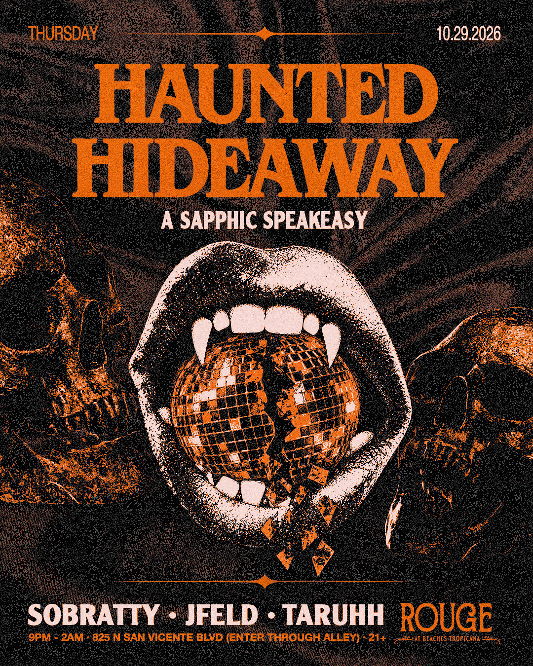 The Sapphic Raver Presents Haunted Hideaway: A Sapphic Halloween Speakeasy flyer