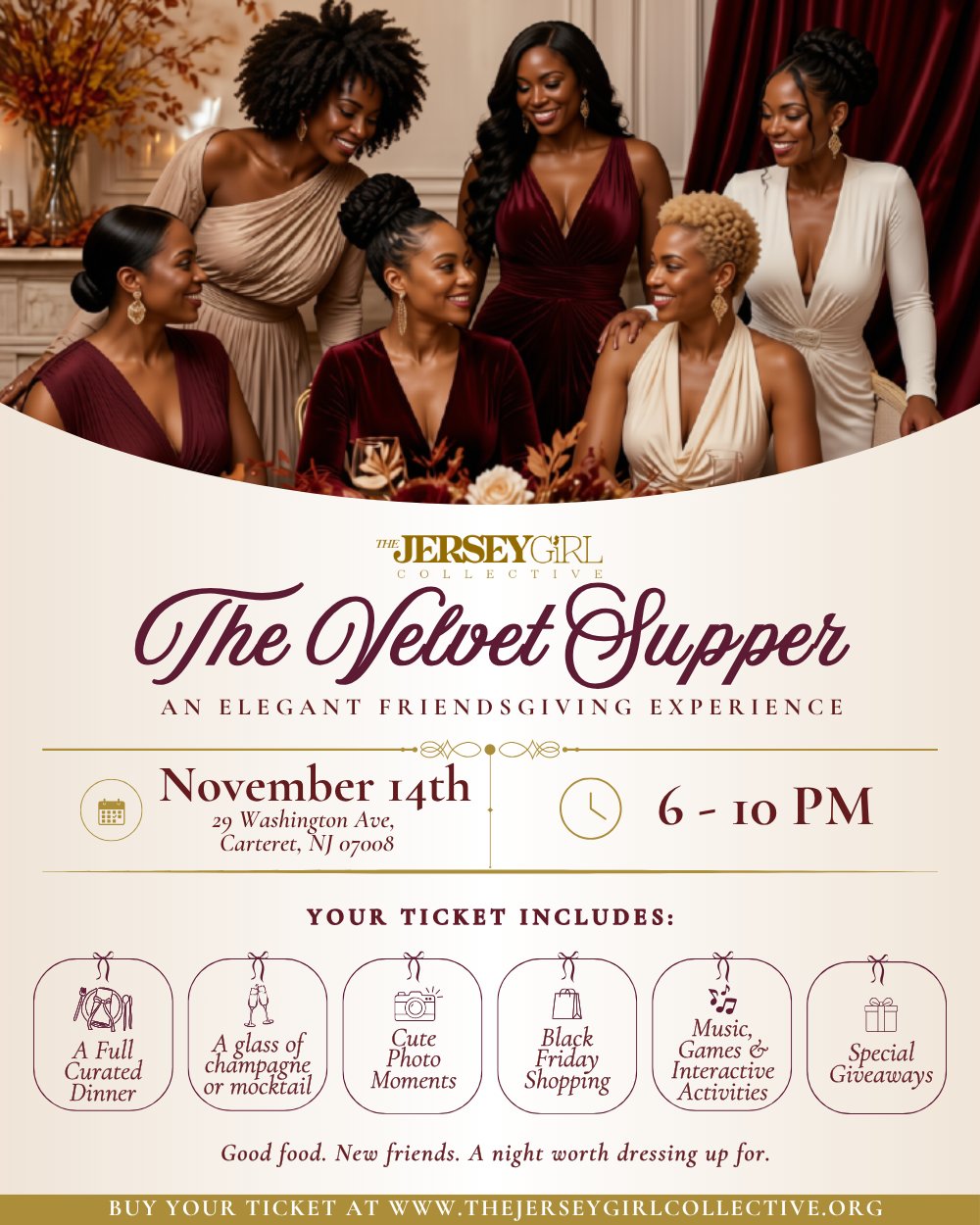 The Velvet Supper (A Jersey Girl Friendsgiving) flyer
