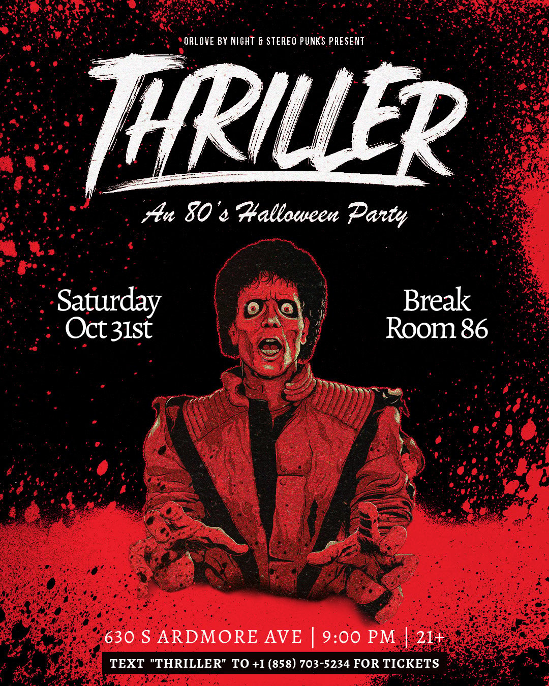 Thriller: An 80's Halloween Party flyer