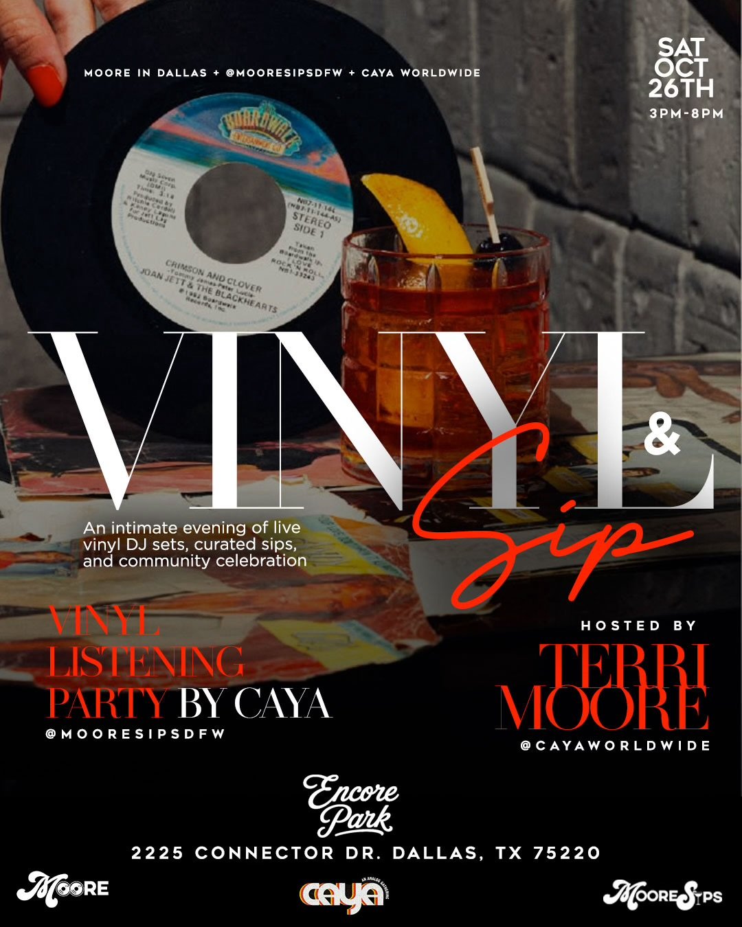 Vinyl & Sips: Encore Park flyer